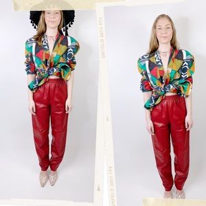 Vintage 80s Leather Lounge High Waisted Pants